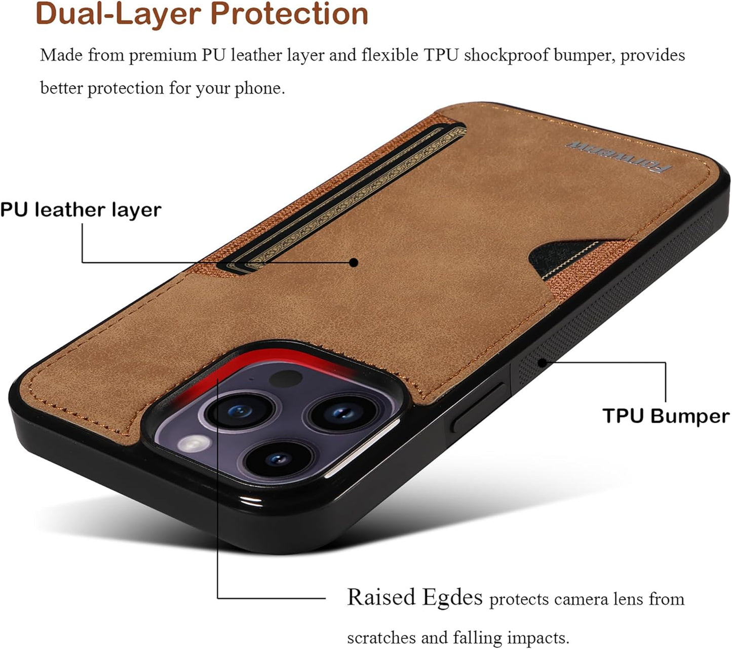 Retro PU Leather Card Holder Wallet Case for iPhone 15 Pro Max