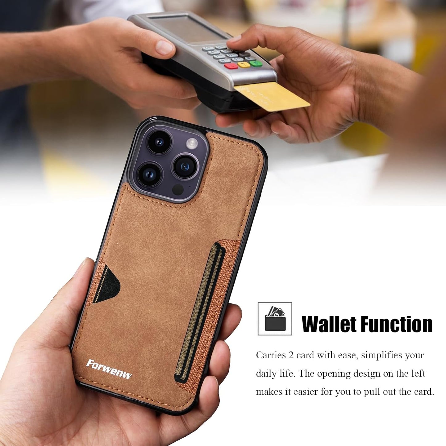 Retro PU Leather Card Holder Wallet Case for iPhone 15 Pro Max