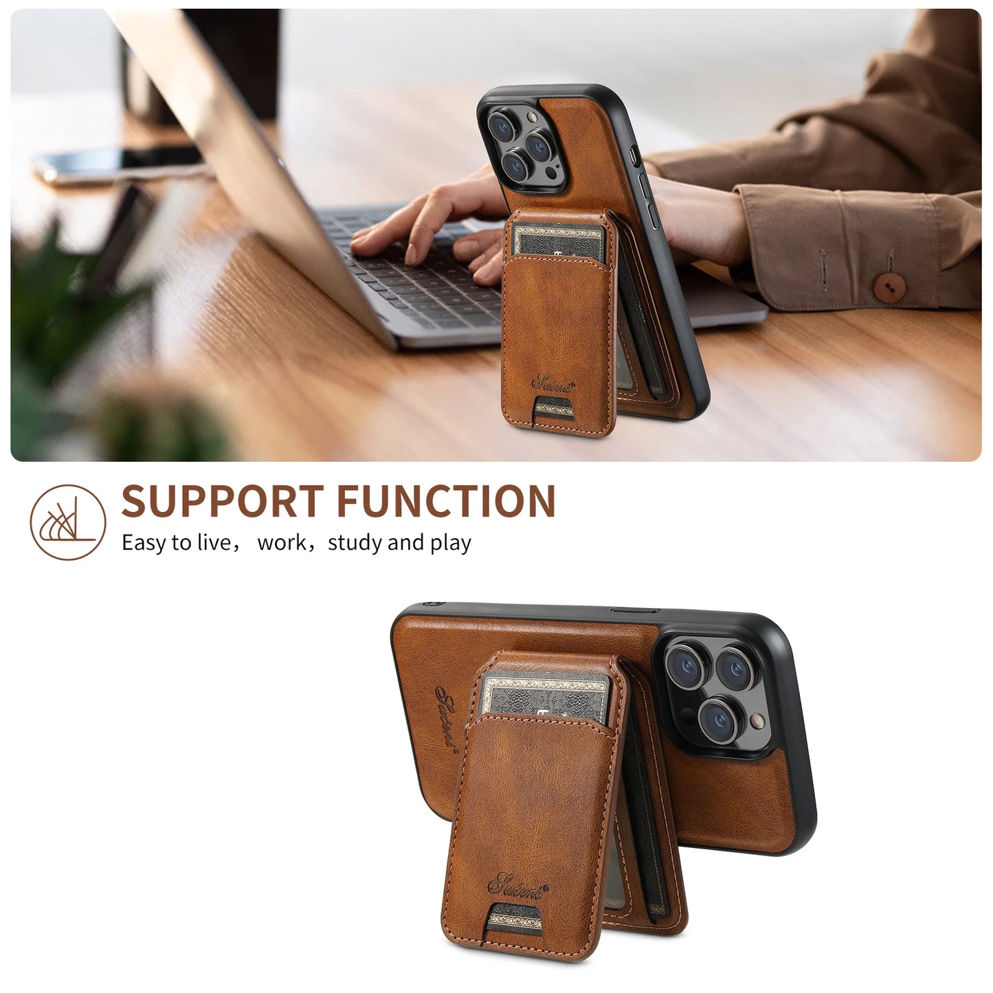 SZHAIYU Magnetic Leather Wallet Case for iPhone 16 Pro Max