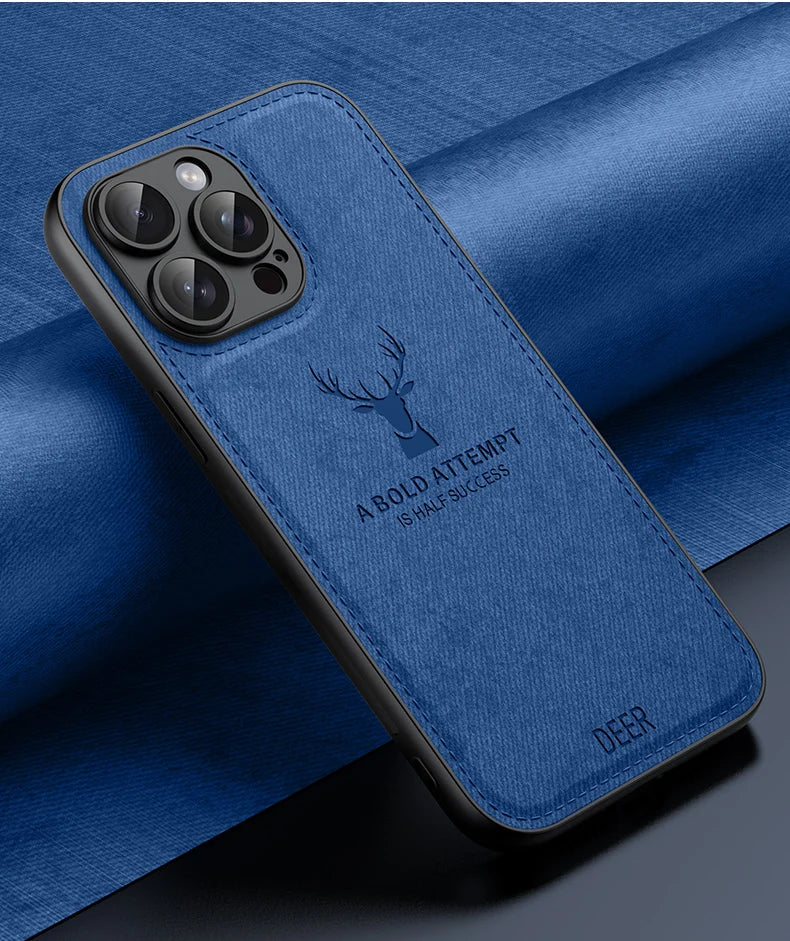 Luxury Leather Texture Deer Head Case for iPhone – Shockproof Soft Cover