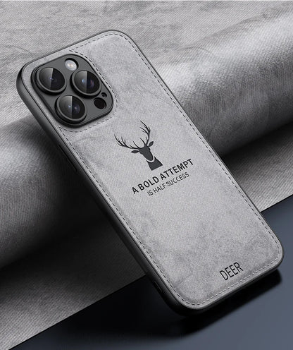 Luxury Leather Texture Deer Head Case for iPhone – Shockproof Soft Cover