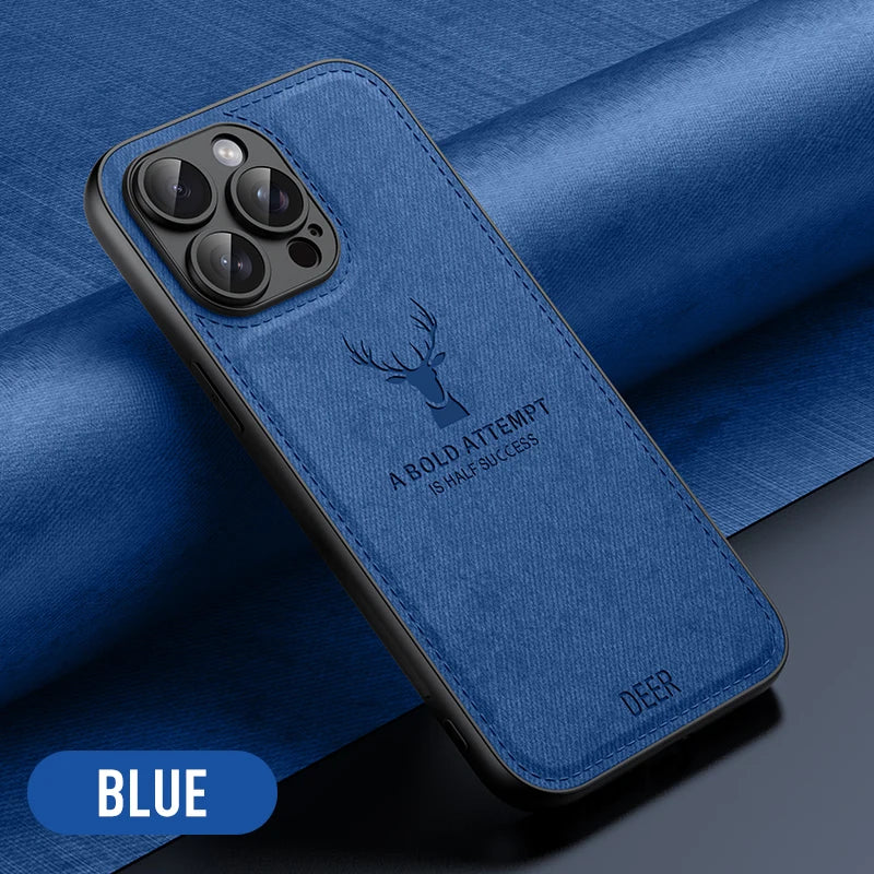 Luxury Leather Texture Deer Head Case for iPhone – Shockproof Soft Cover