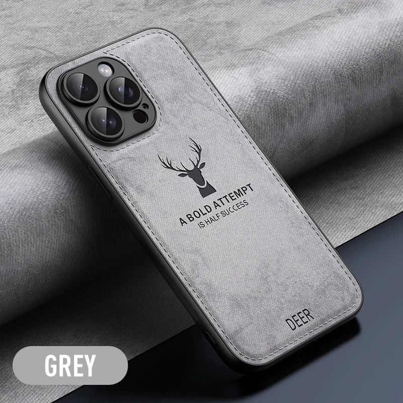 Luxury Leather Texture Deer Head Case for iPhone – Shockproof Soft Cover