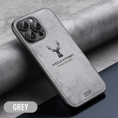 Luxury Leather Texture Deer Head Case for iPhone – Shockproof Soft Cover