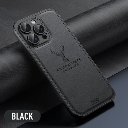 Luxury Leather Texture Deer Head Case for iPhone – Shockproof Soft Cover