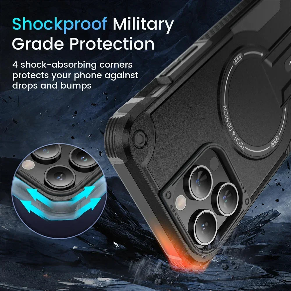 MagSafe Shockproof Kickstand Case for iPhone 11-16 Pro Max