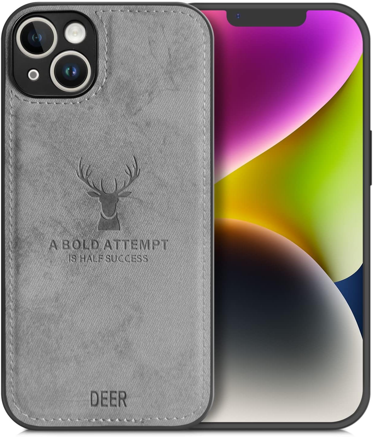 Luxury Leather Texture Deer Head Case for iPhone – Shockproof Soft Cover